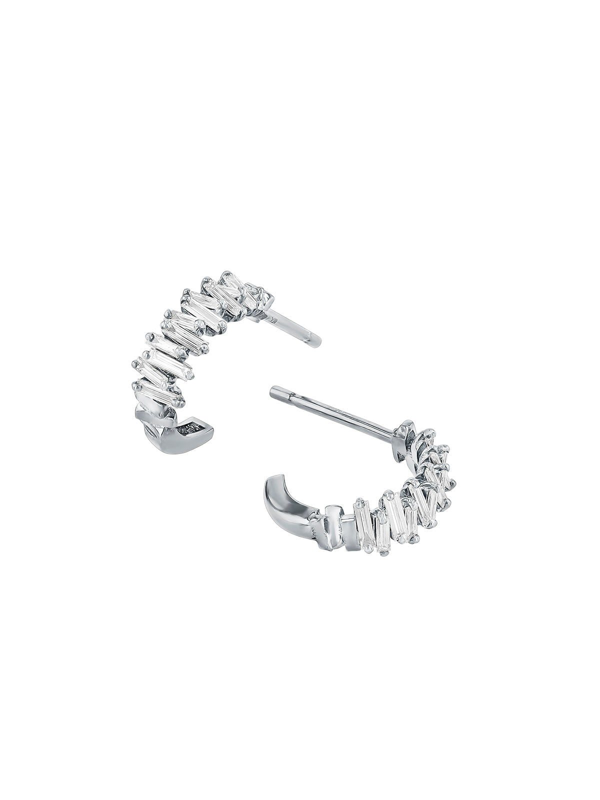 Classic Diamond Zig Zag White Gold Mini Hoop Earrings | Ylang 23