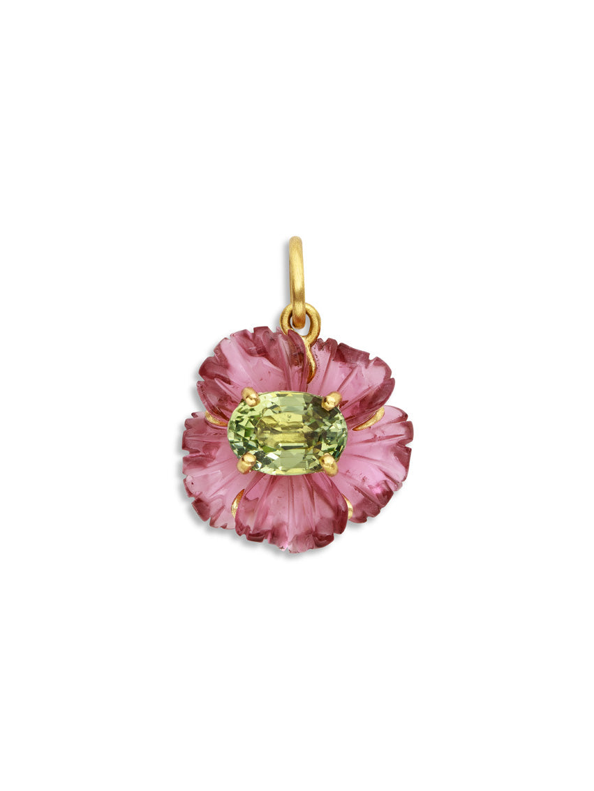 Akoya Pearl Carved Chalcedony Flower Charm | Ylang 23