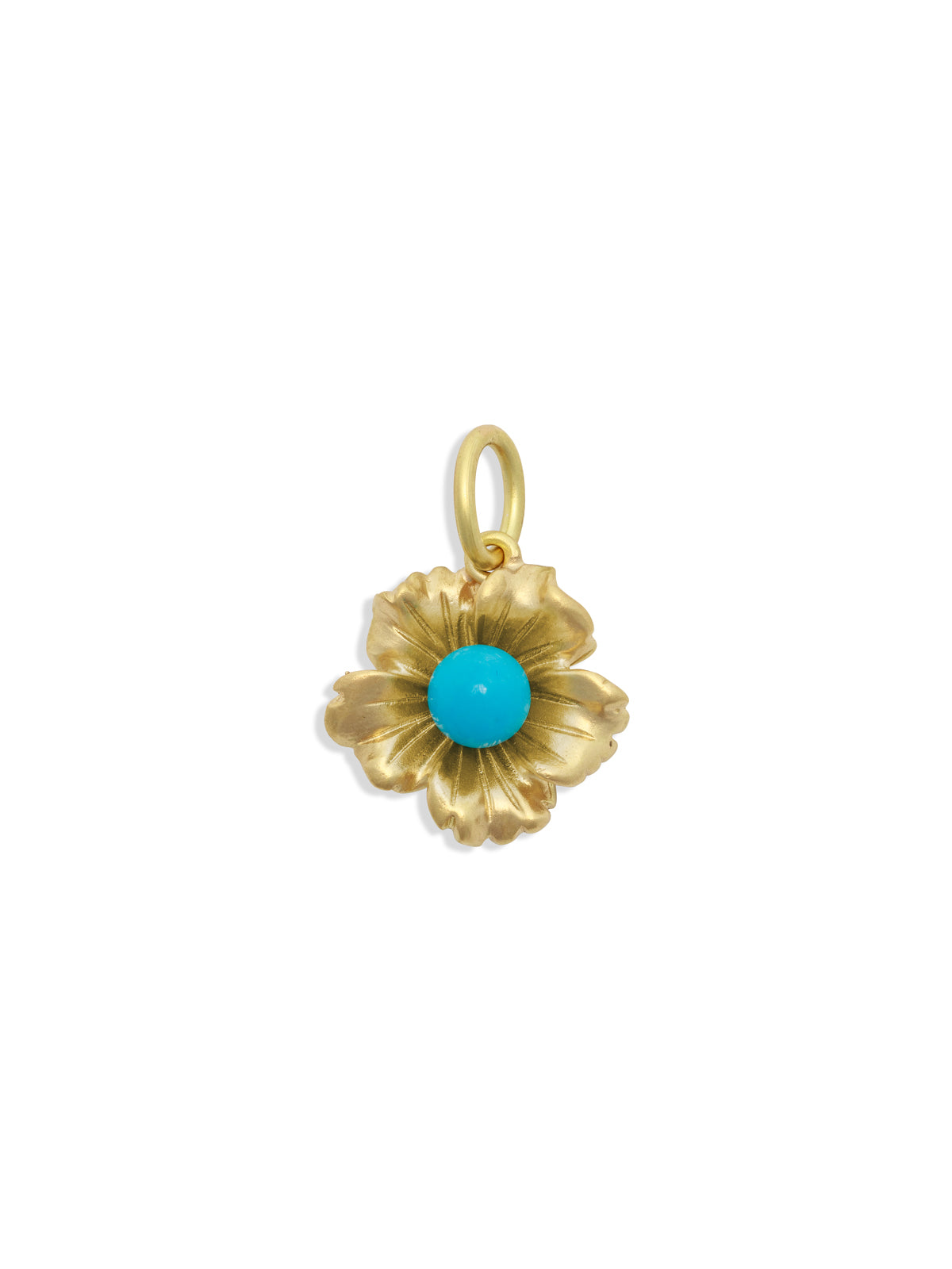 Turquoise Tropical Flower Yellow Gold Charm