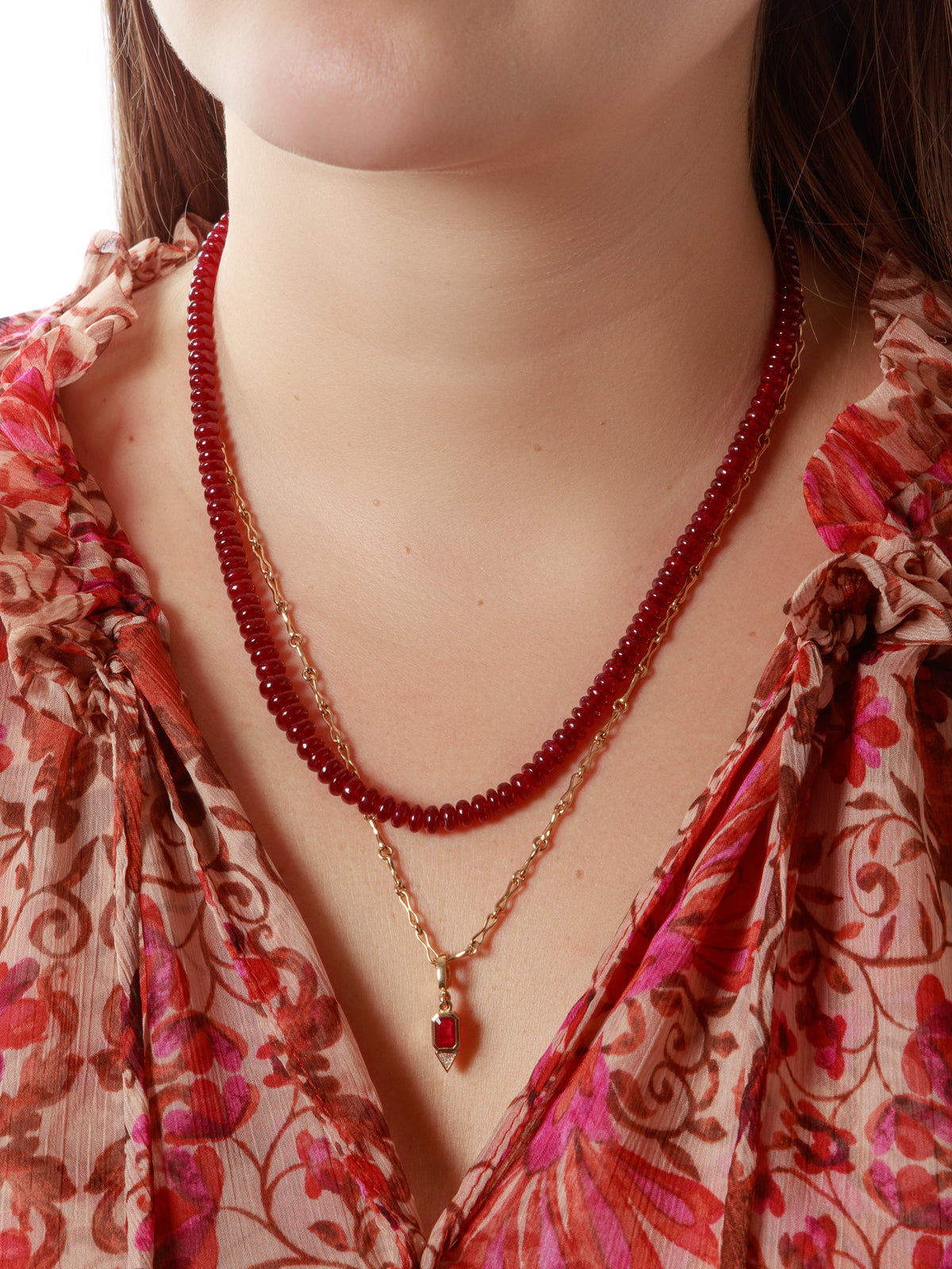  Red Coral Necklace Pendant Rose Gold Necklace Handmade