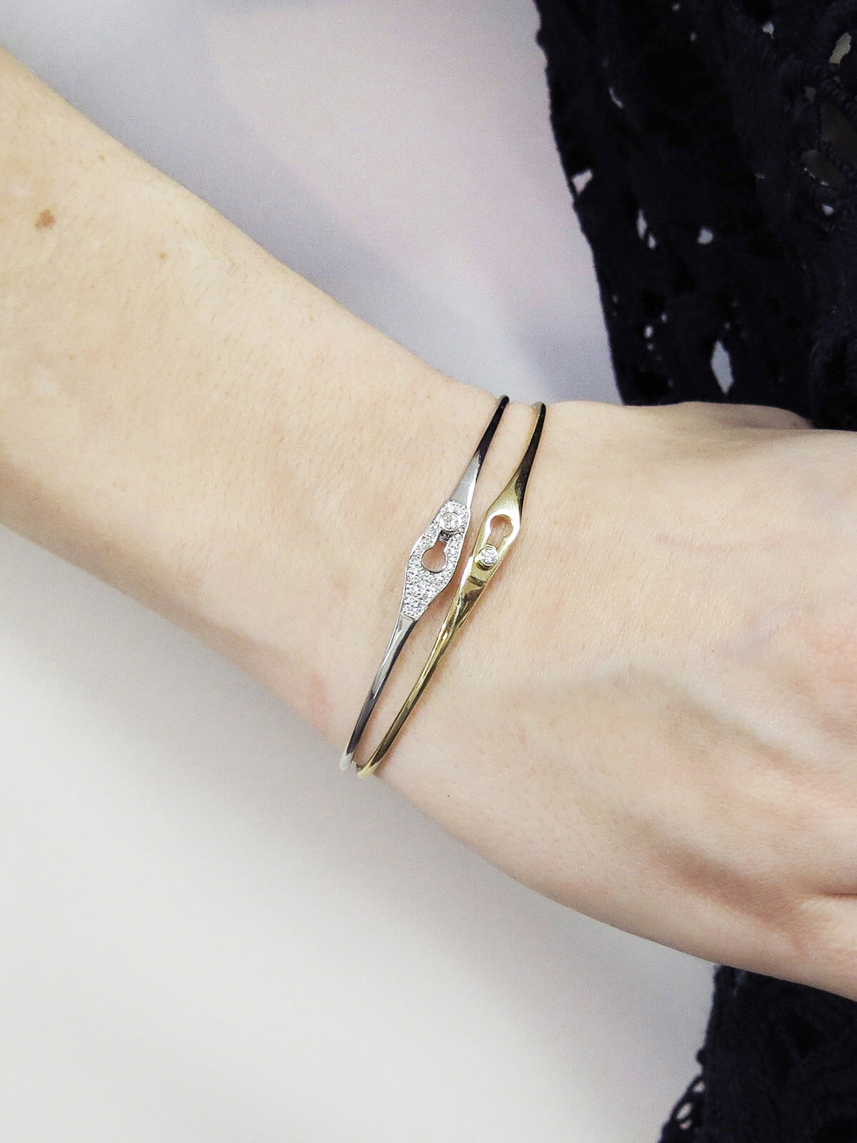 Large SERRURE jonc Diamond White Gold Bracelet | Dinh Van