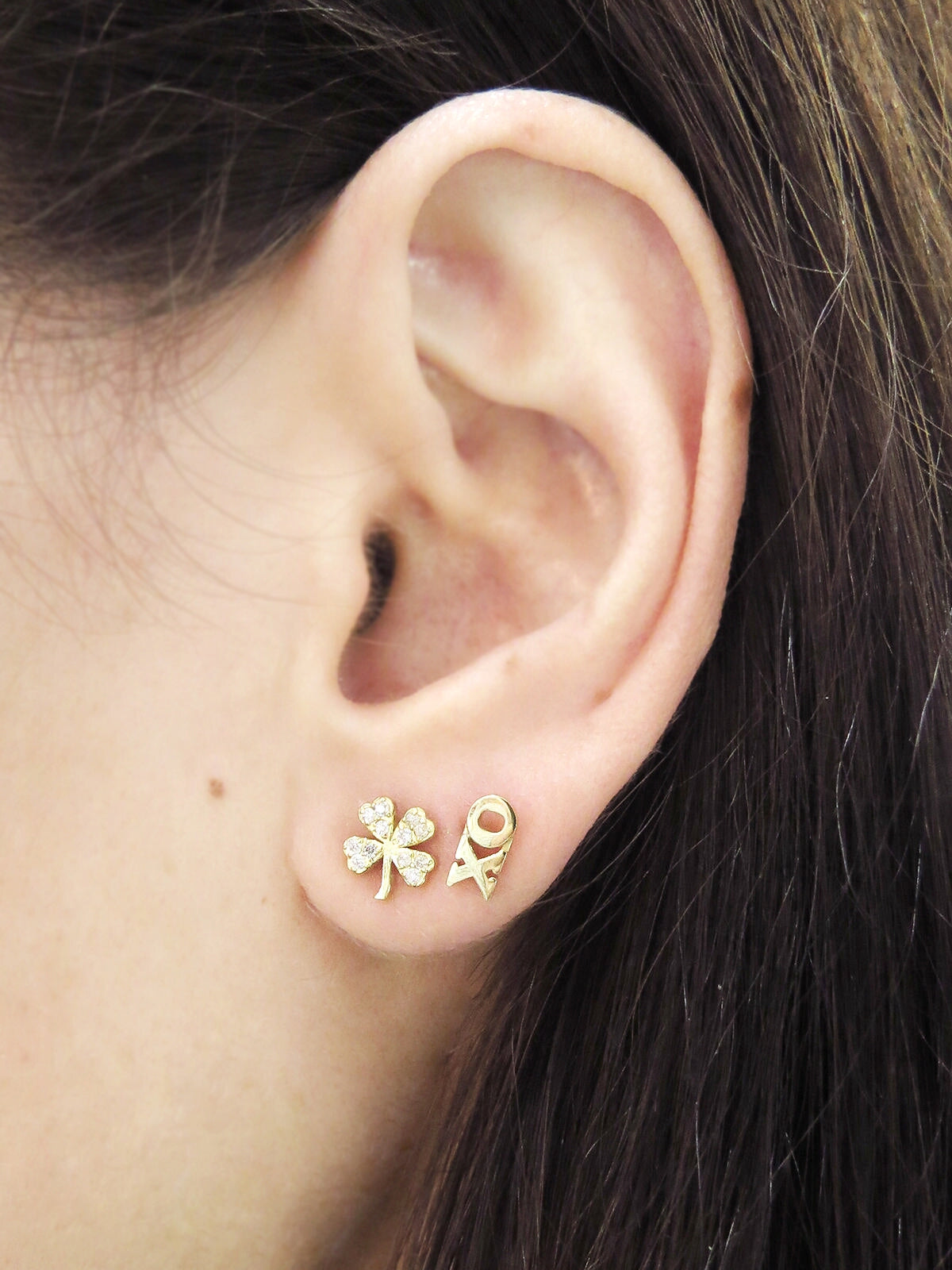 Diamond four leaf clover earrings Clearance