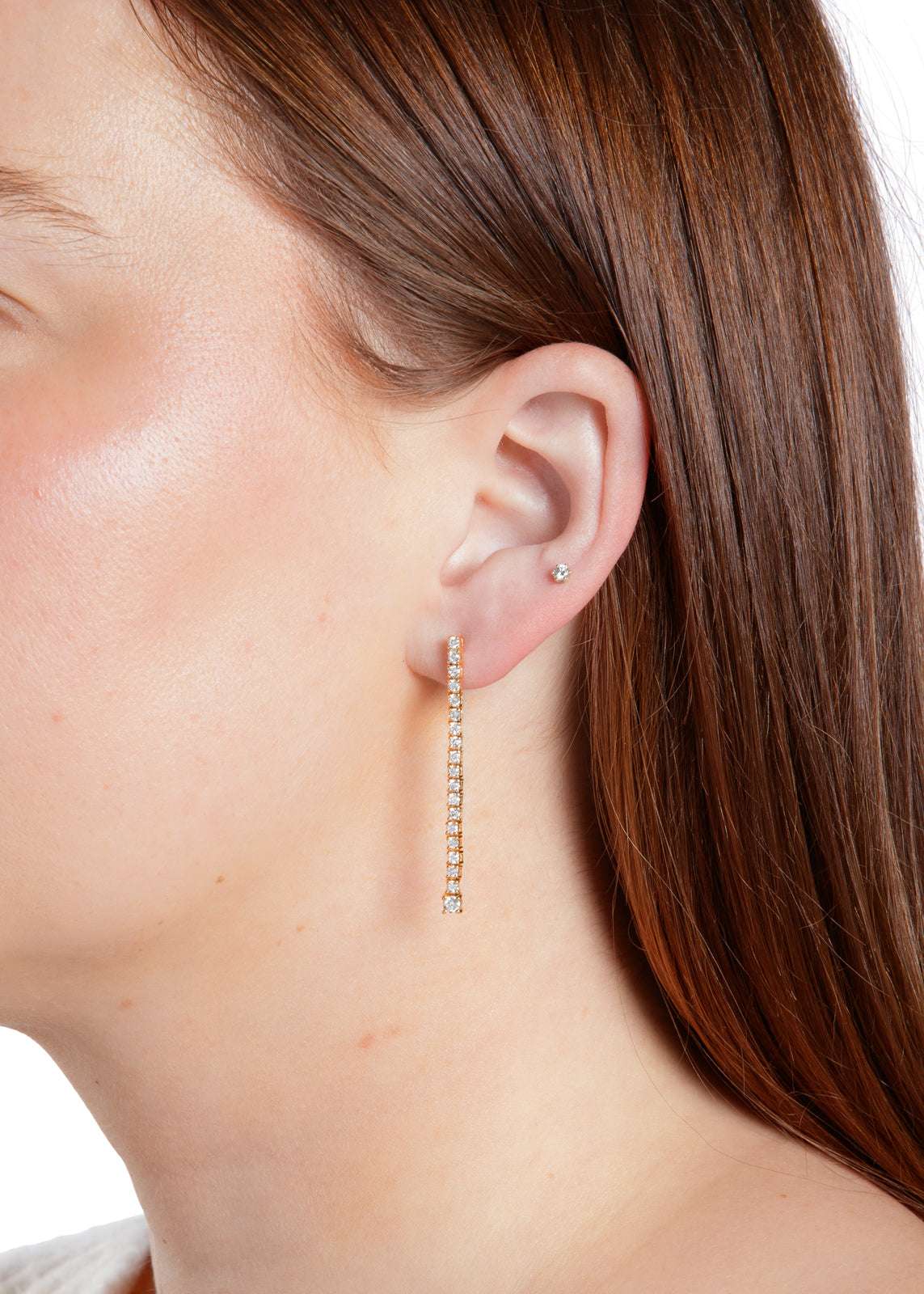 Diamond Small Paperclip Yellow Gold Hoop Earrings | Lee Jones