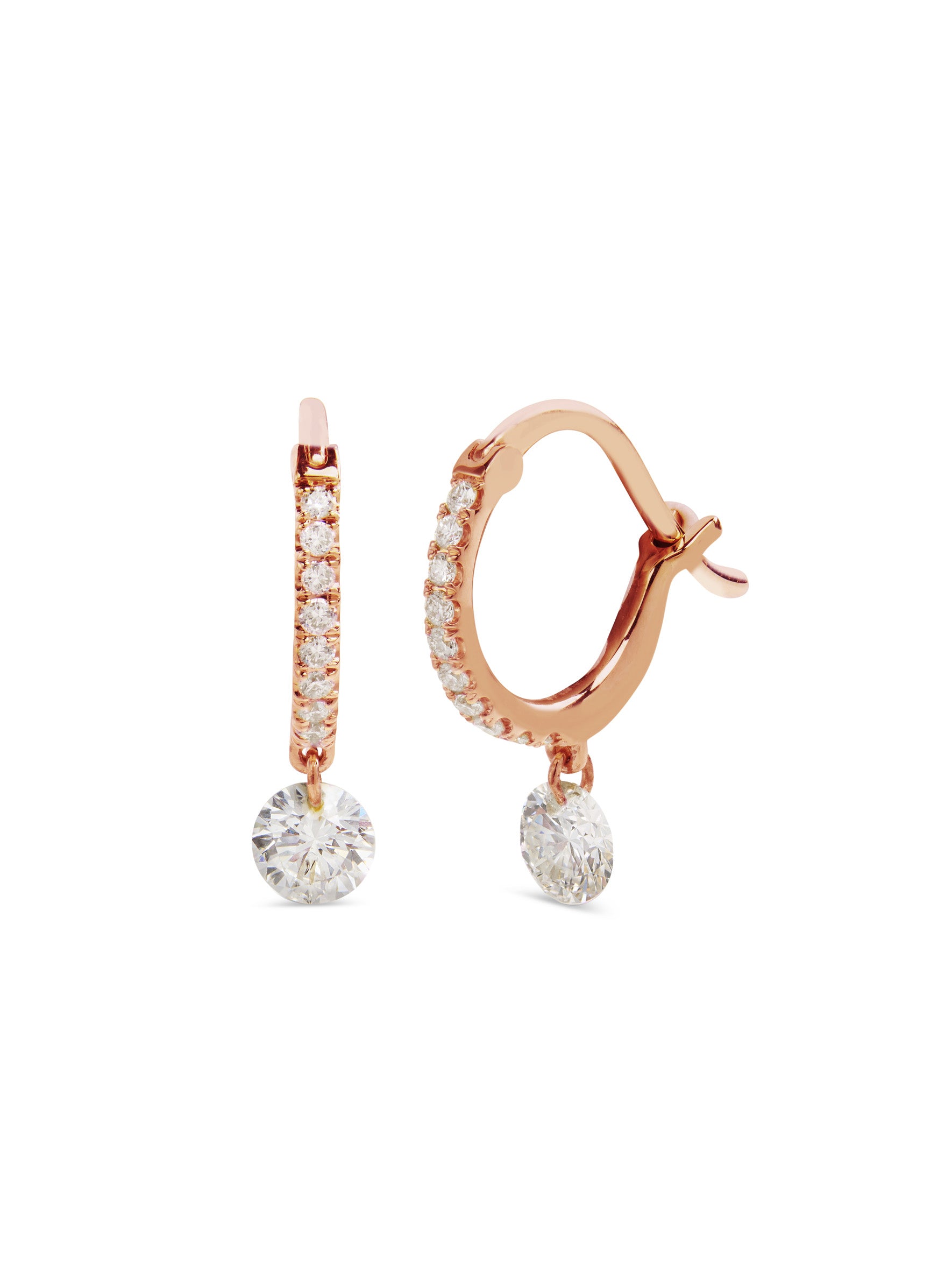 Rose gold diamond earrings hoops Clearance