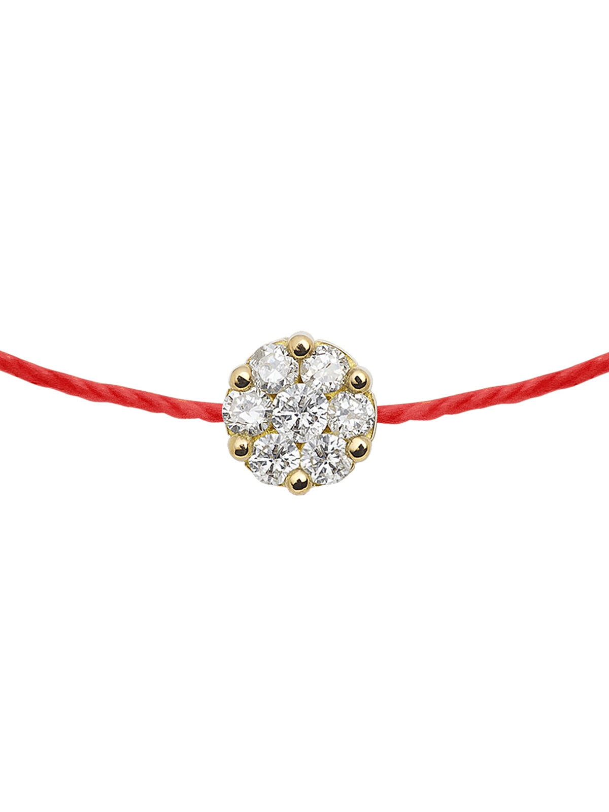 Redline: Yellow Gold Pure Diamond Red Cord Bracelet