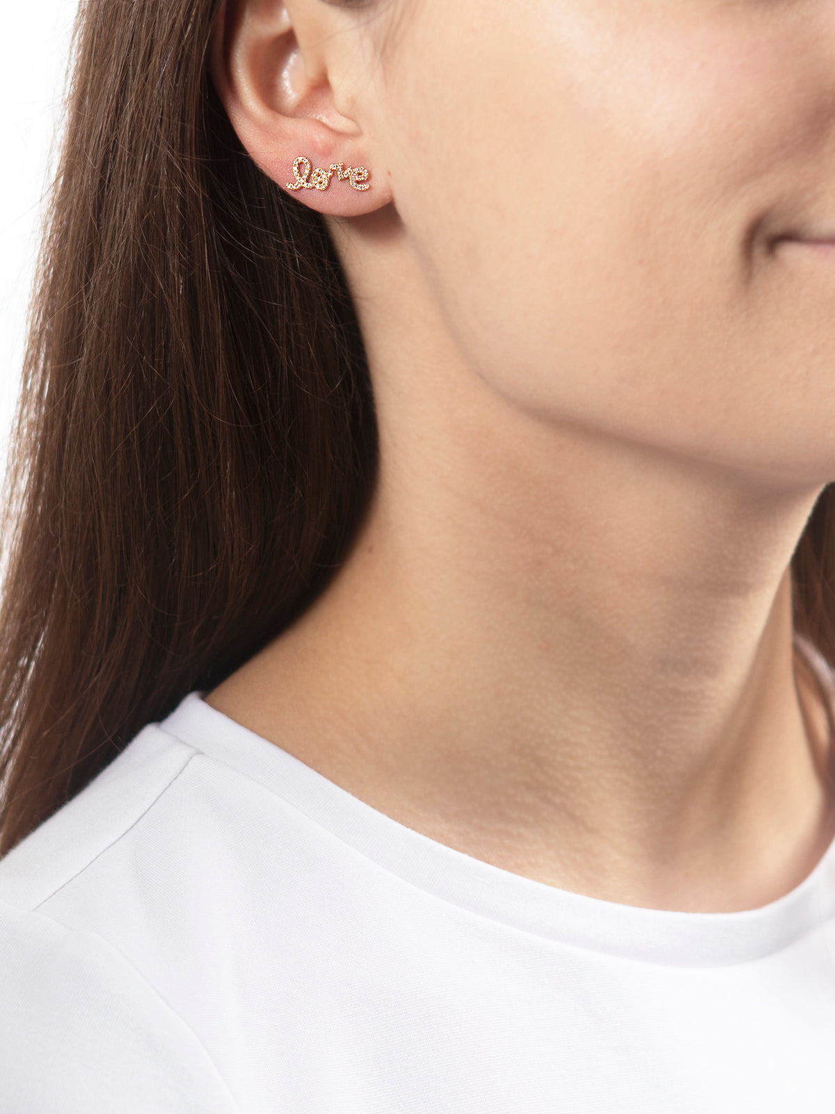 Diamond Split Love Yellow Gold Stud Earrings | Ylang 23