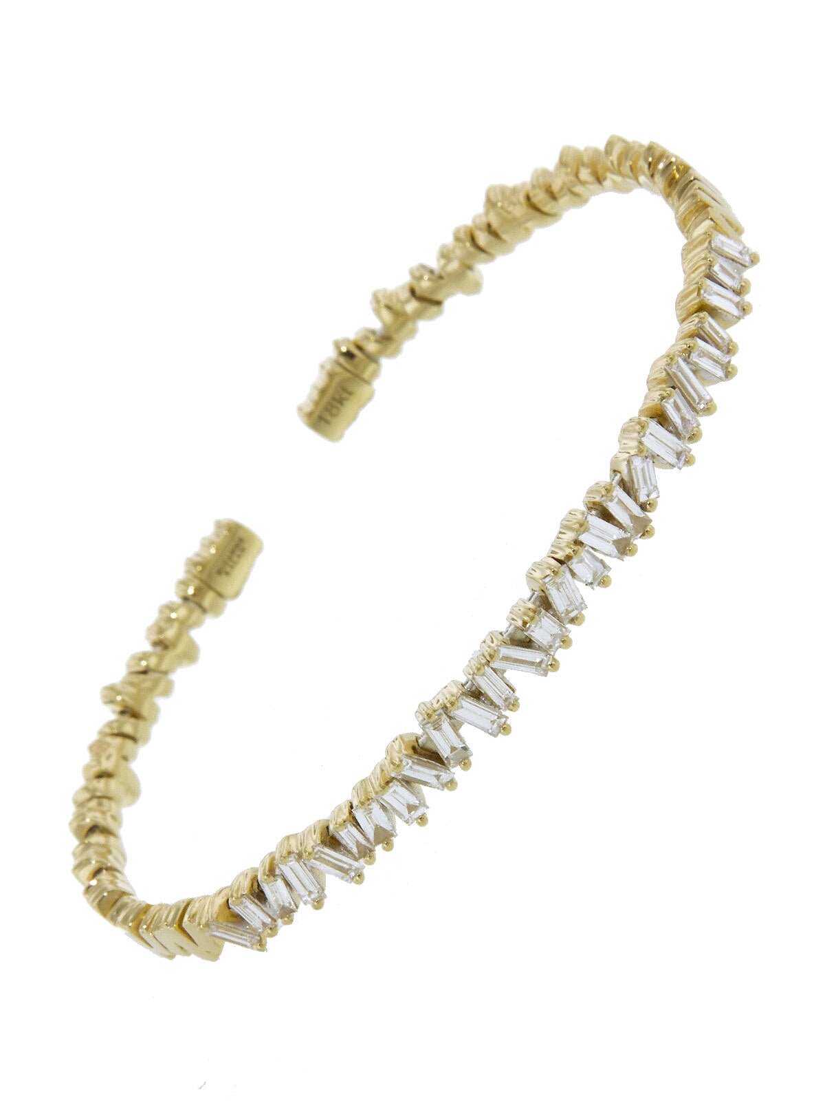 Baguette Flower Bracelet 14K White Gold