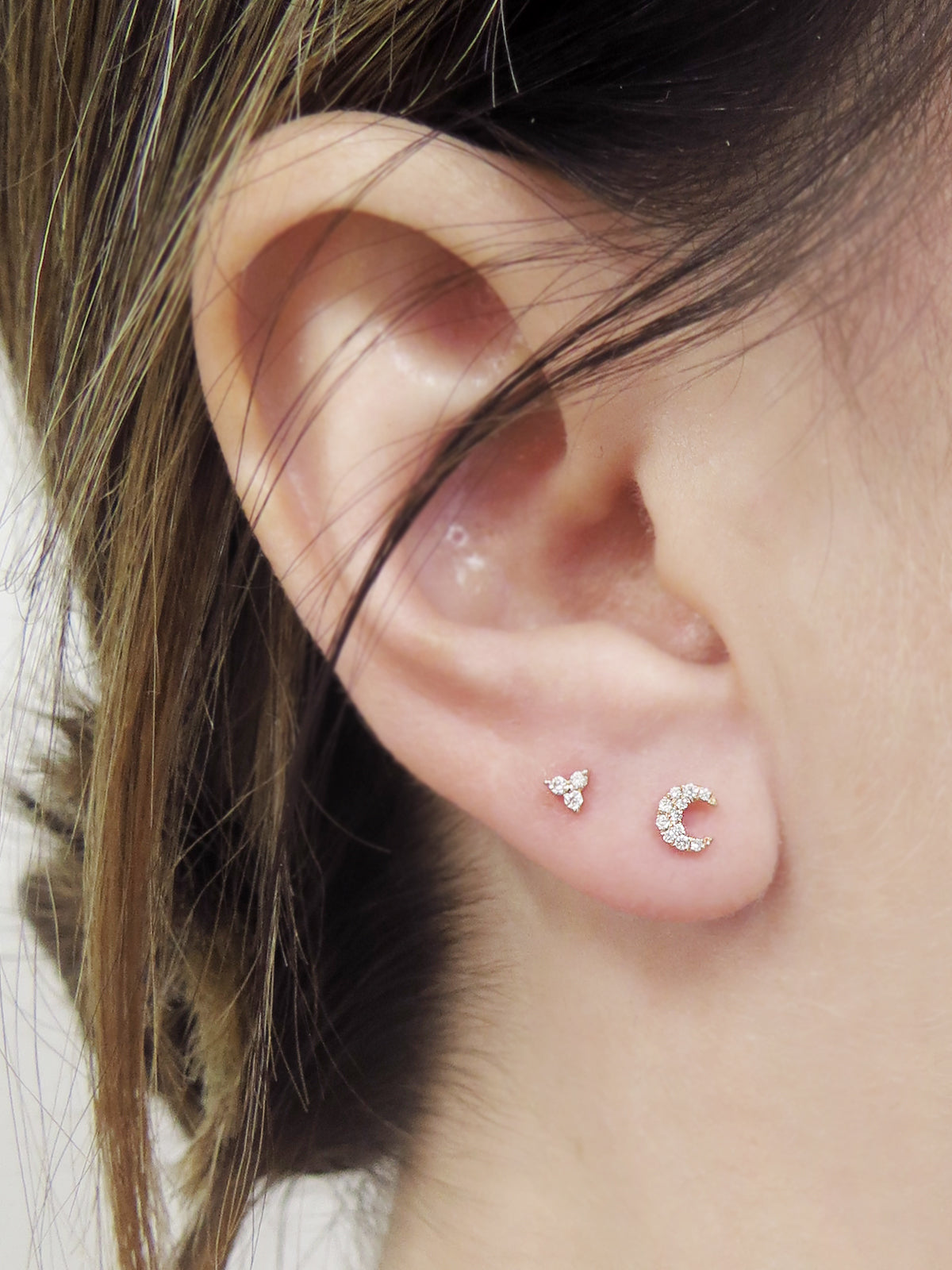 Diamond moon earring Clearance