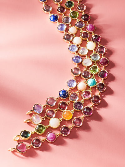Rose Cut Labradorite Petite Classic Link Rose Gold Bracelet