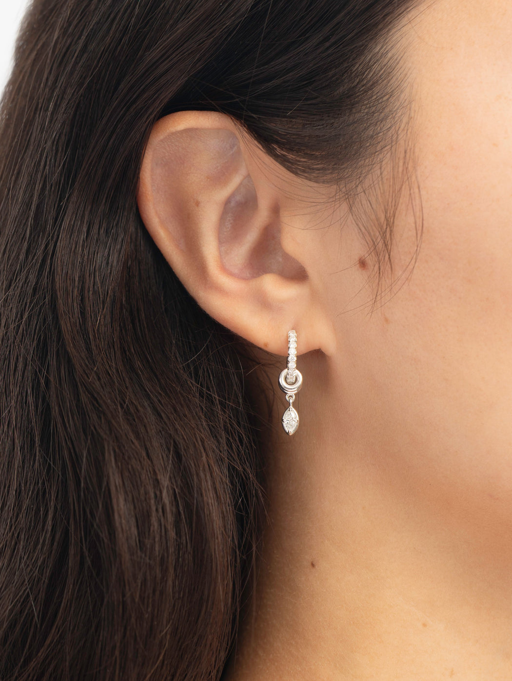 Zahra Marquise Pavé Sterling Silver Diamond Earrings
