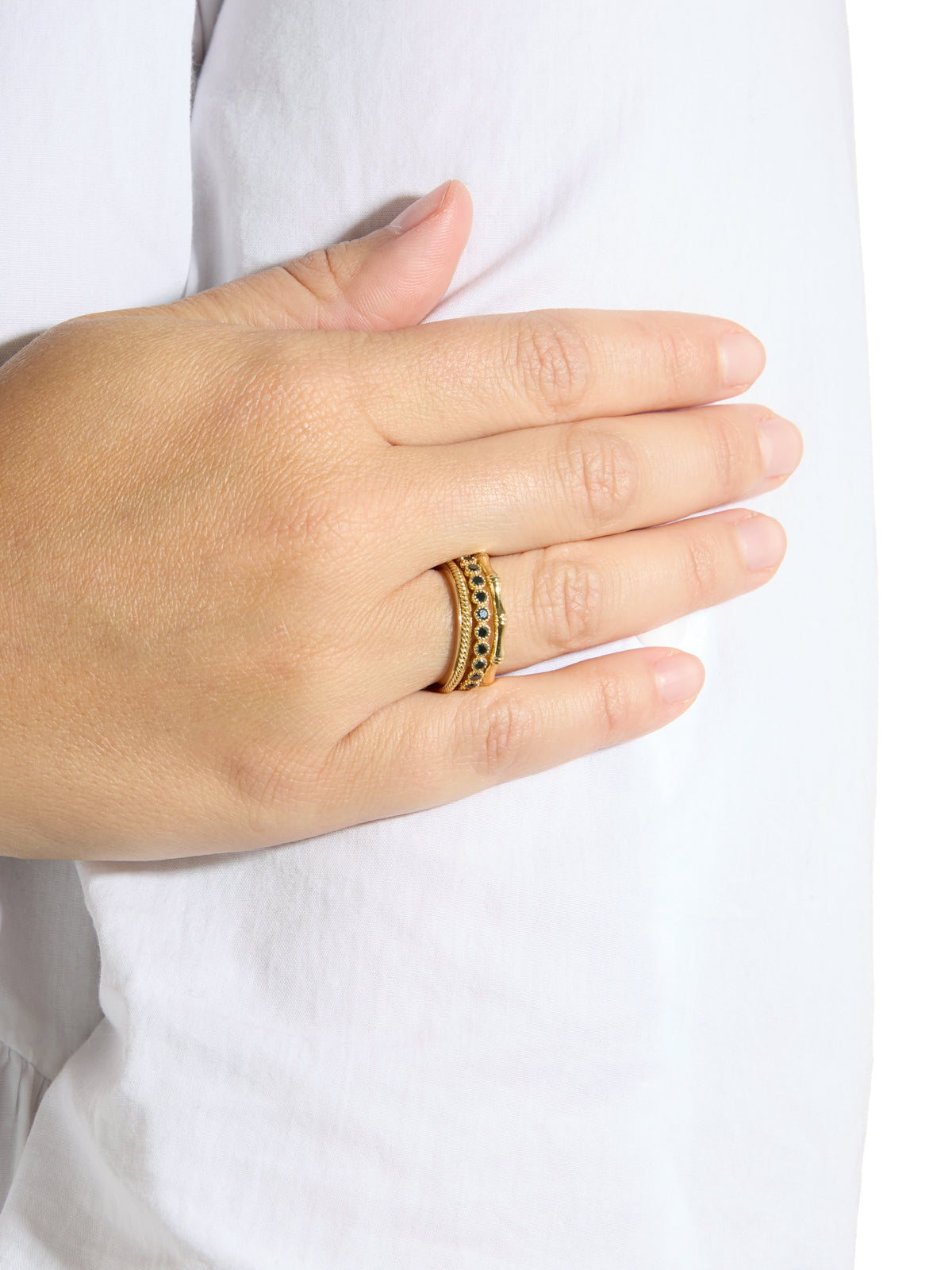 Bezel Black Diamond Yellow Gold Band