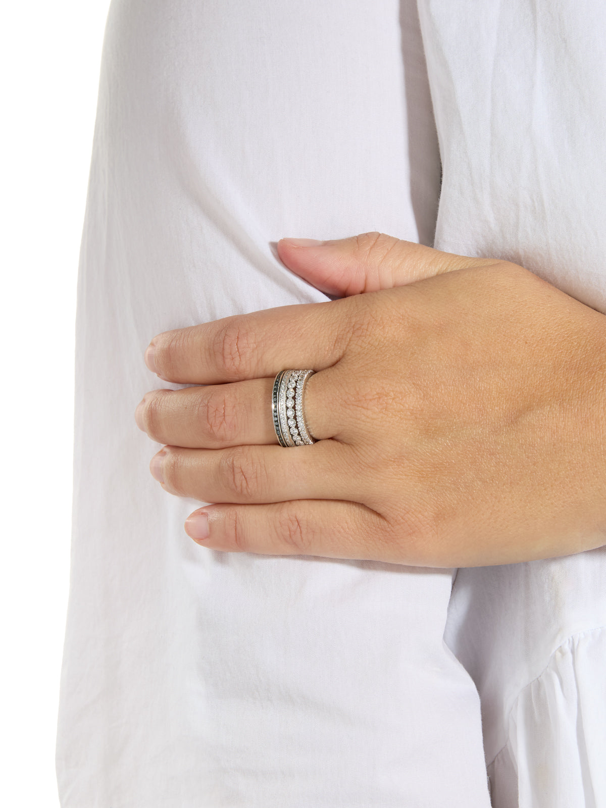 Prong Set Diamond White Gold Band