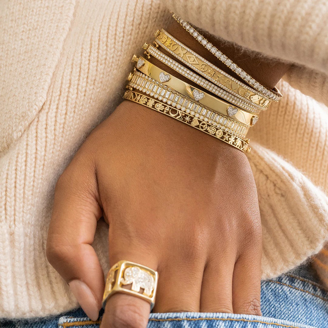 Open Icon Yellow Gold Hinge Bangle