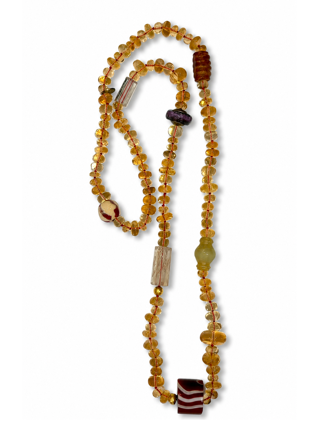 Semi Precious Crystal Bead Ceramic Necklace