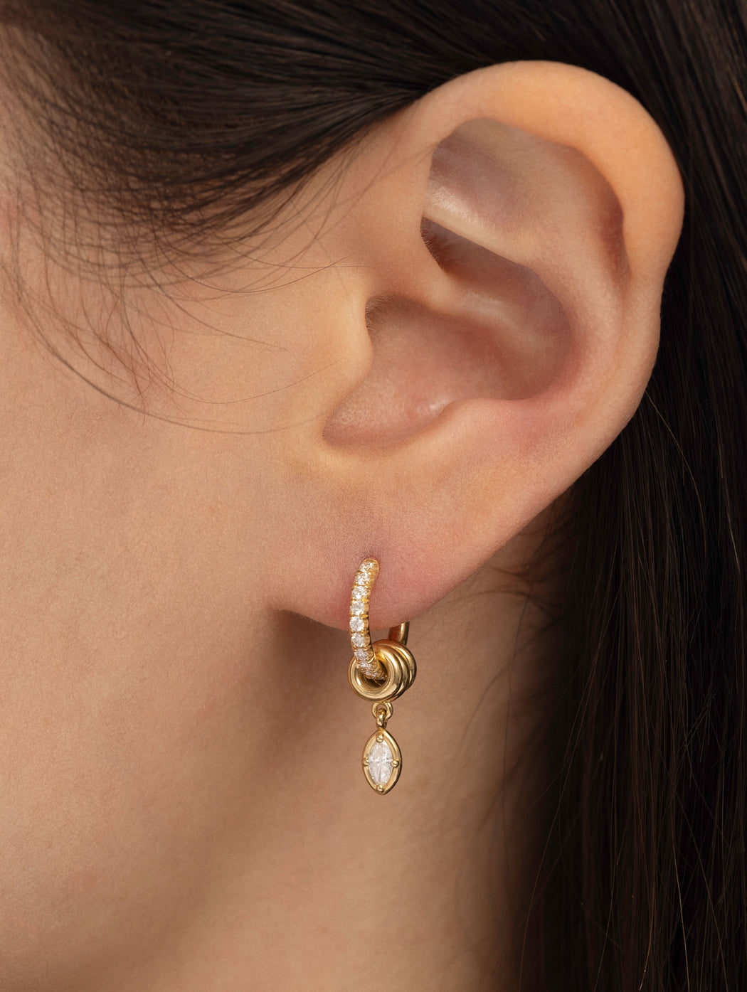 Zahra Marquise Pavé Yellow Gold Diamond Earrings