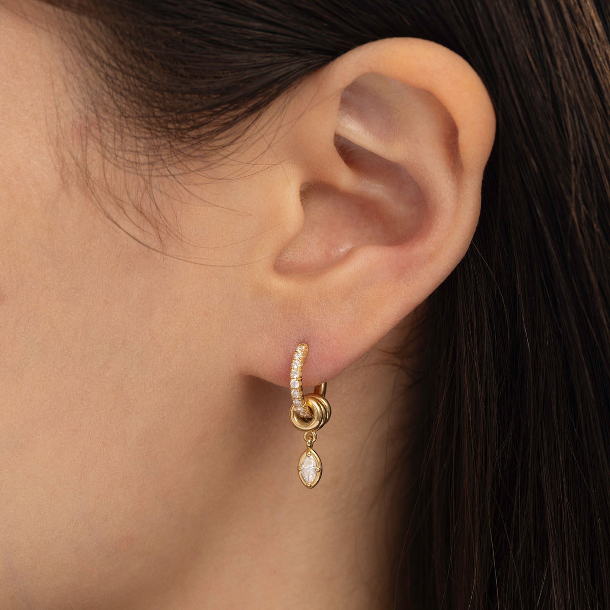 Zahra Marquise Pavé Yellow Gold Diamond Earrings