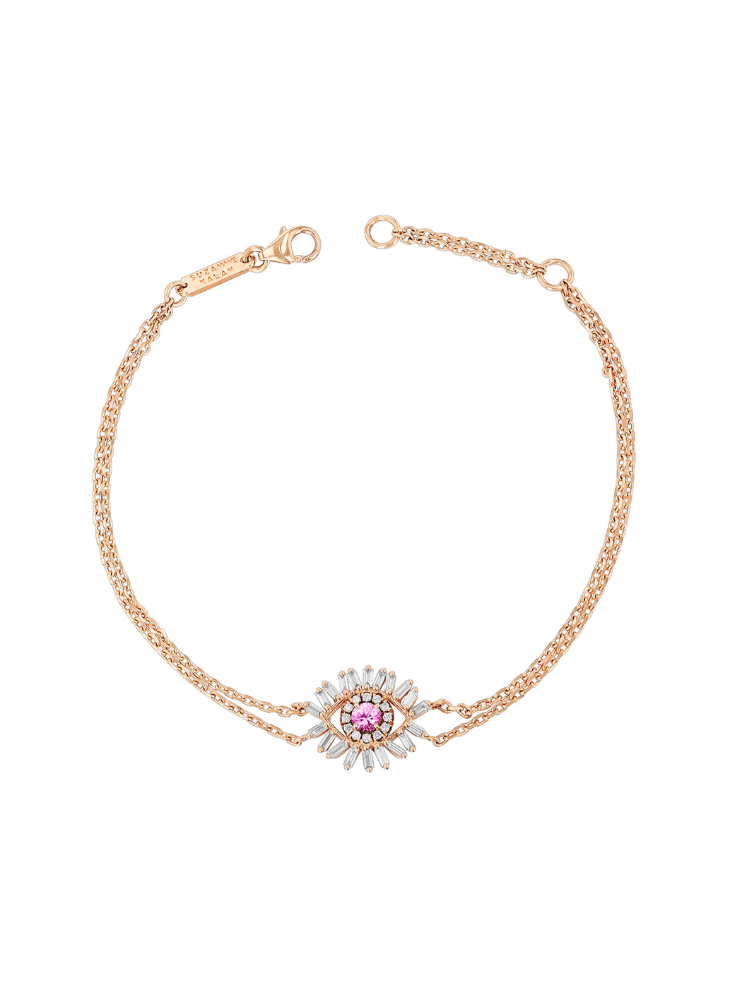 Pink Sapphire Mini Evil Eye Rose Gold Bracelet