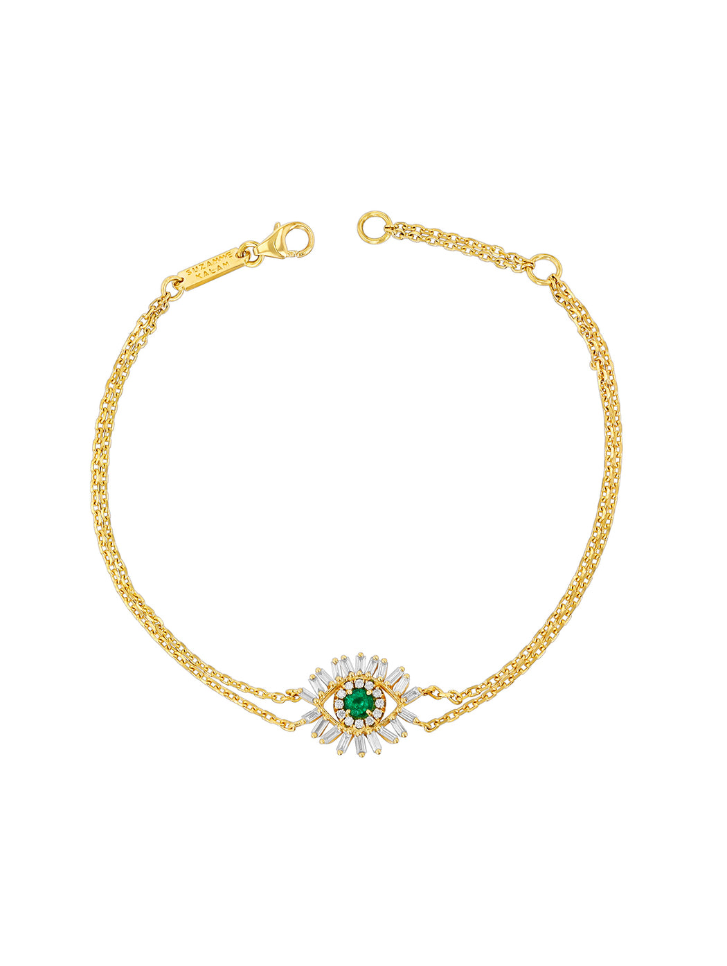 Emerald Mini Evil Eye Yellow Gold Bracelet
