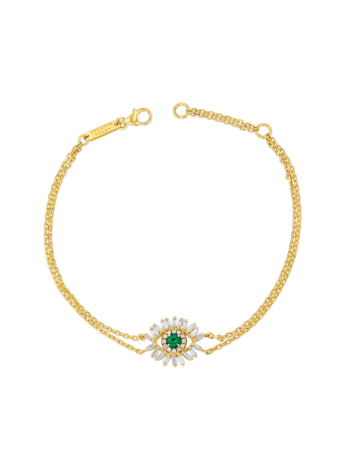 Emerald Mini Evil Eye Yellow Gold Bracelet