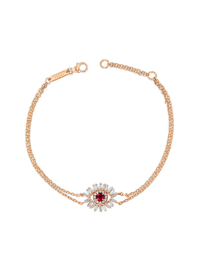 Ruby Mini Evil Eye Rose Gold Bracelet