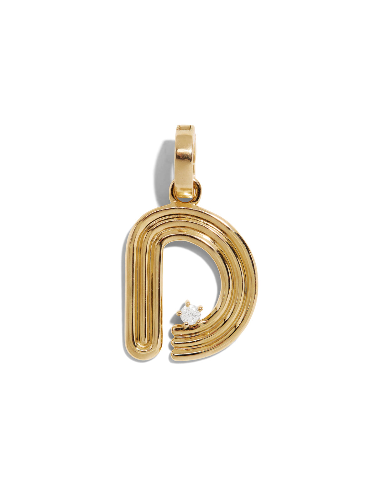 Groovy Diamond Initial Hinged Yellow Gold Charm