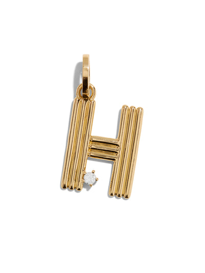 Groovy Diamond Initial Hinged Yellow Gold Charm