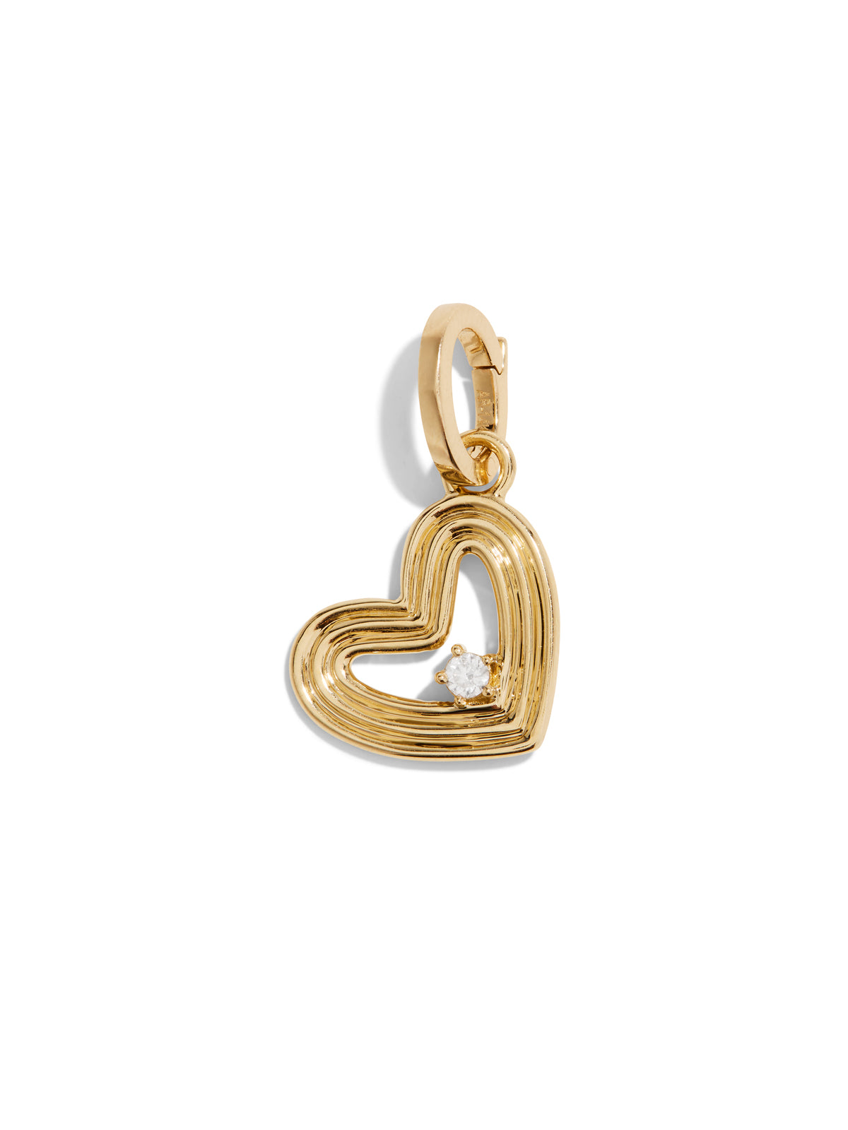 Groovy Diamond Heart Hinged Yellow Gold Charm