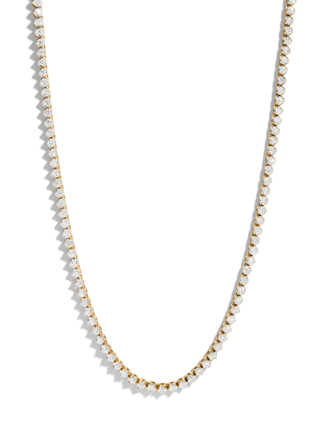 Round Diamond Half Riviera Yellow Gold Necklace