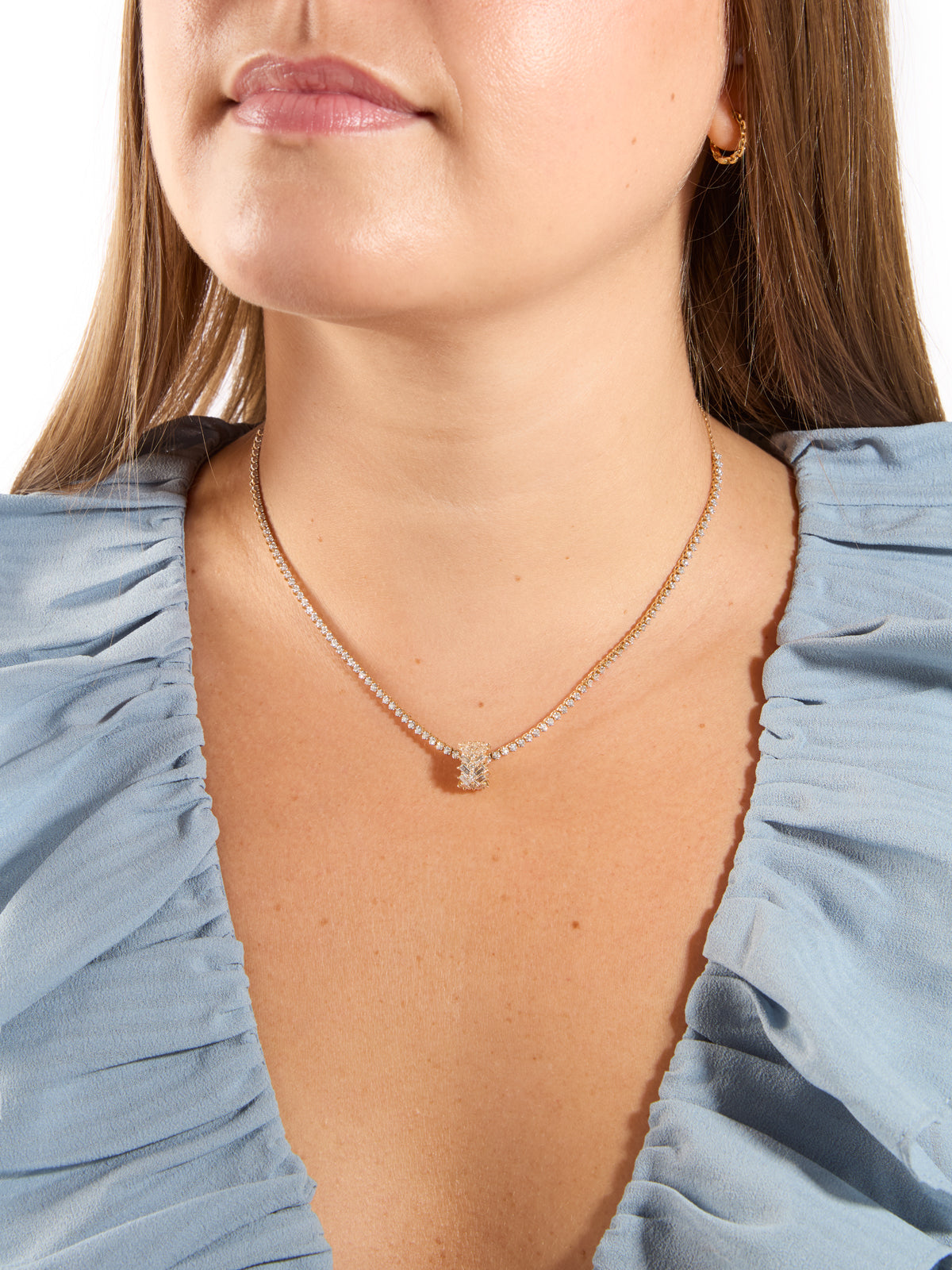 Lab Grown Diamond Chevron Baguette Big Bead