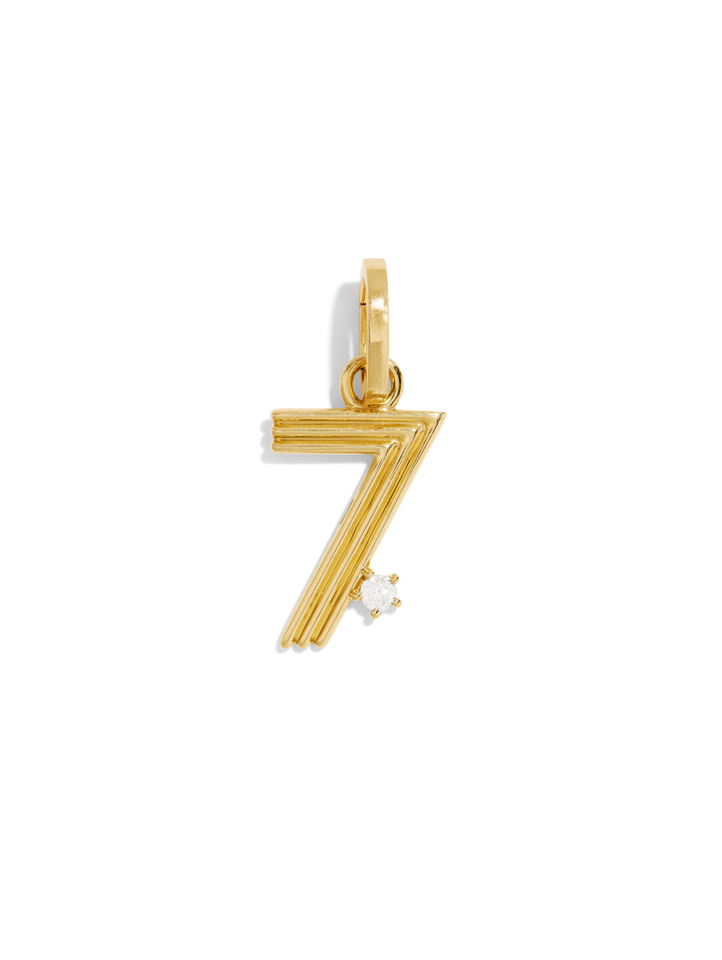 Groovy Diamond Number Hinged Yellow Gold Charm