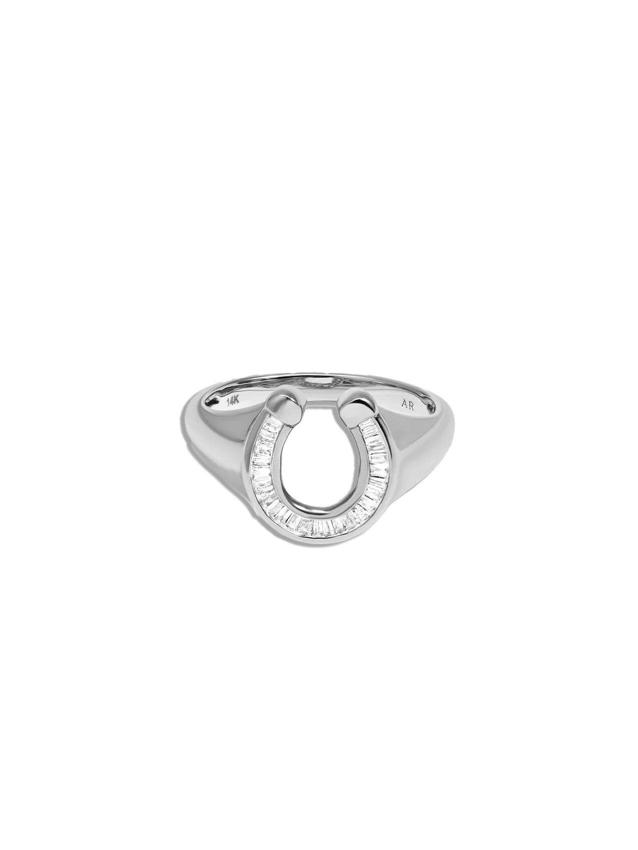 Baguette Horseshoe Signet Silver Ring