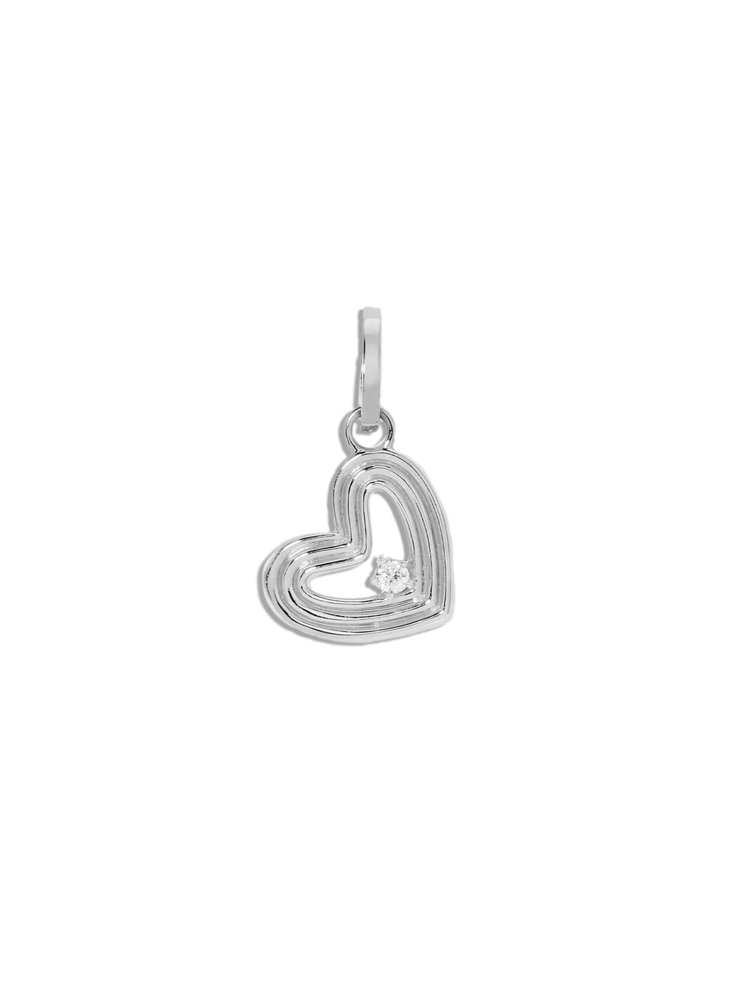 Groovy Diamond Silver Heart Charm