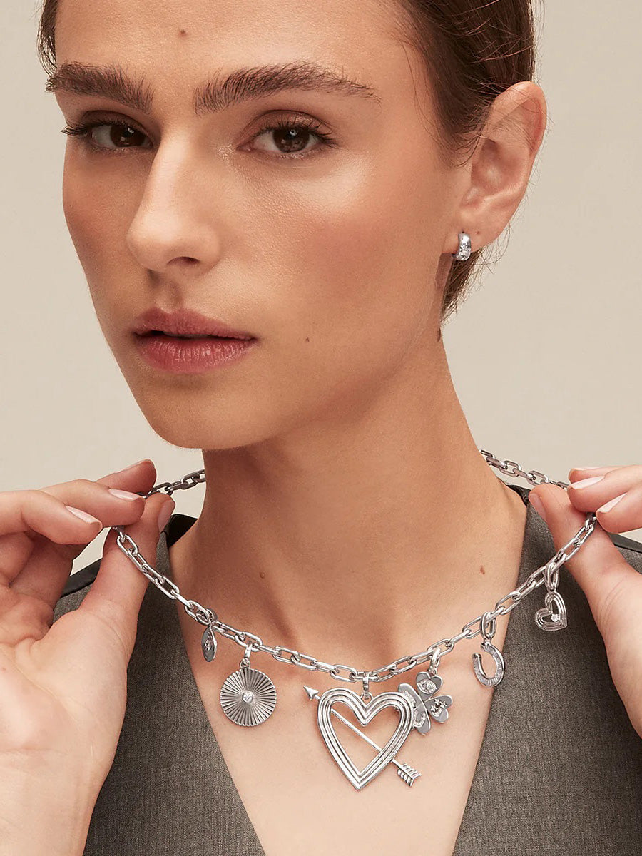 Groovy Diamond Silver Heart Charm
