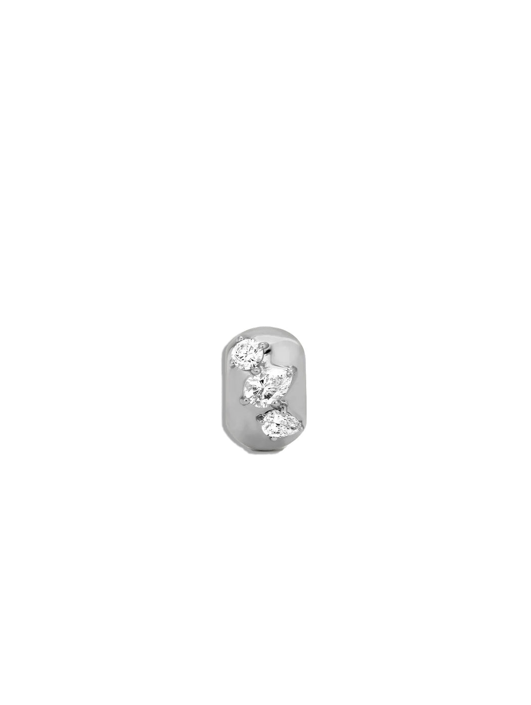 Diamond Pear Cluster Sterling Silver Big Bead