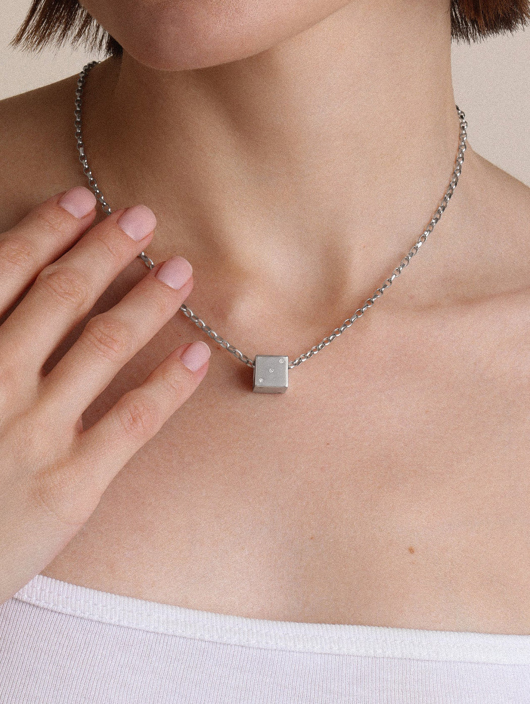Diamond Dice Sterling Silver Big Bead