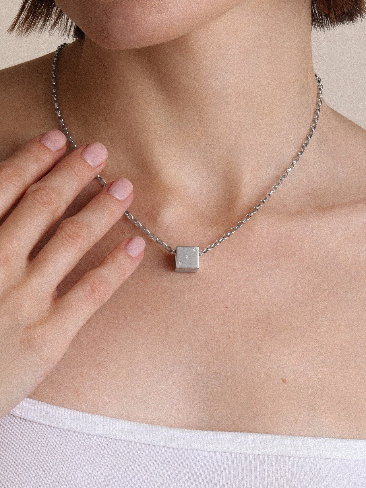 Diamond Dice Sterling Silver Big Bead