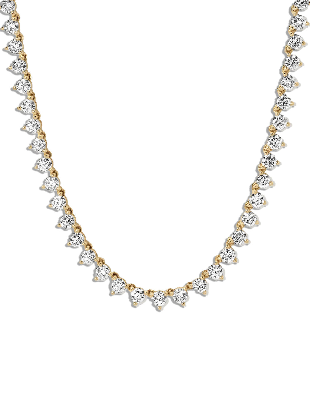 Round Diamond Tennis Yellow Gold Necklace