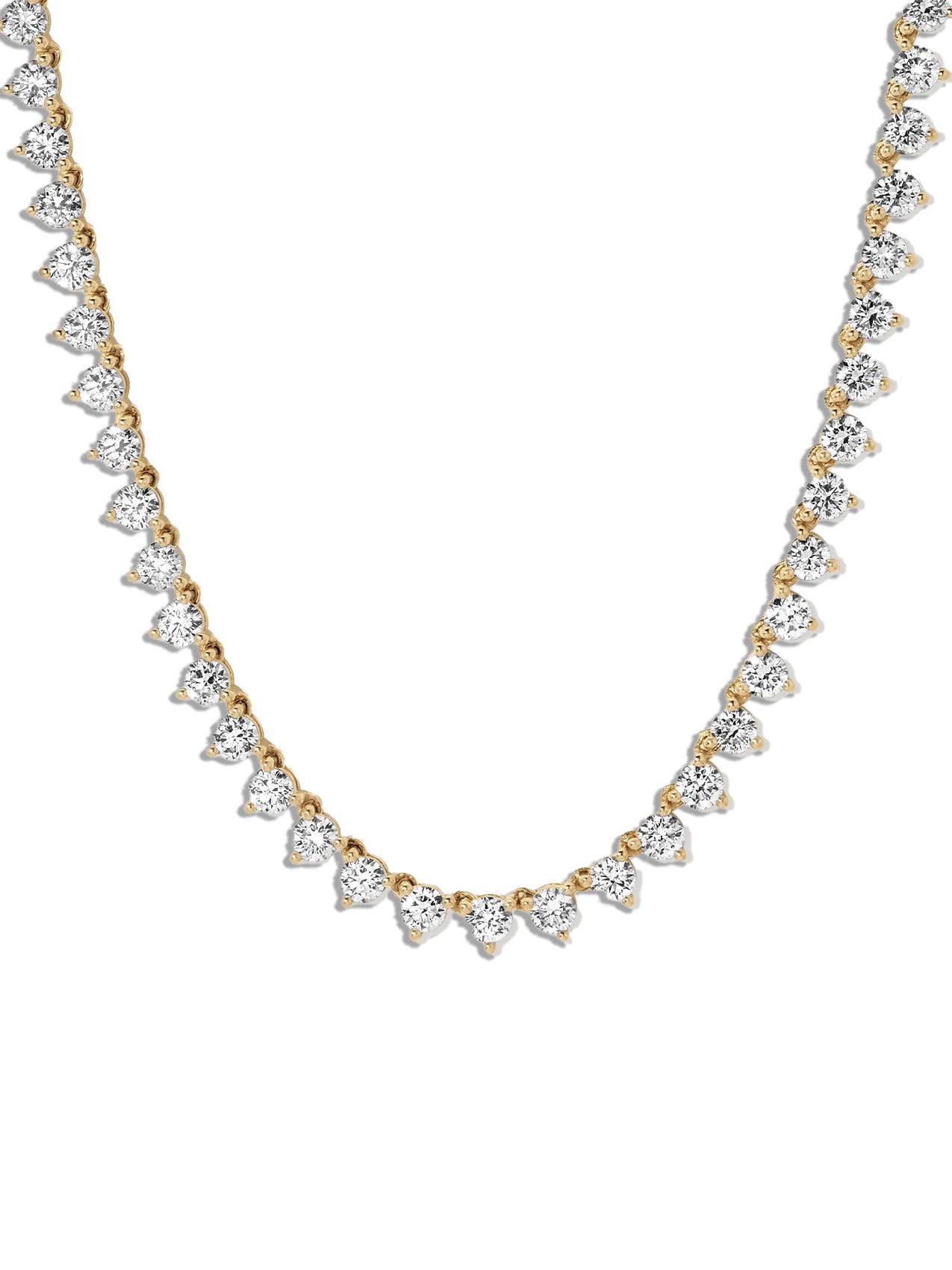 Round Diamond Tennis Yellow Gold Necklace