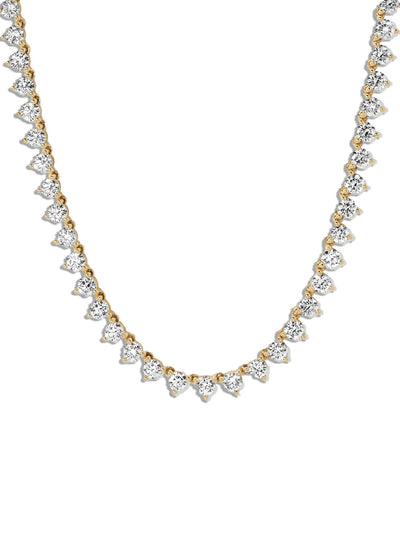 Round Diamond Tennis Yellow Gold Necklace