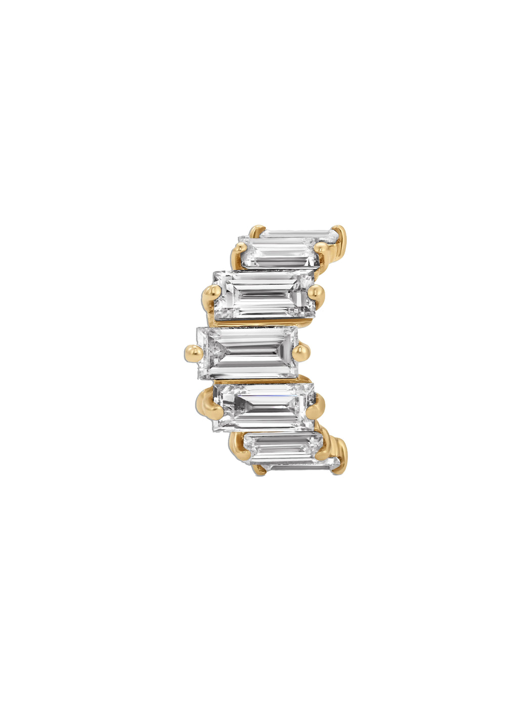 Diamond Baguette Tiara Yellow Gold Big Bead