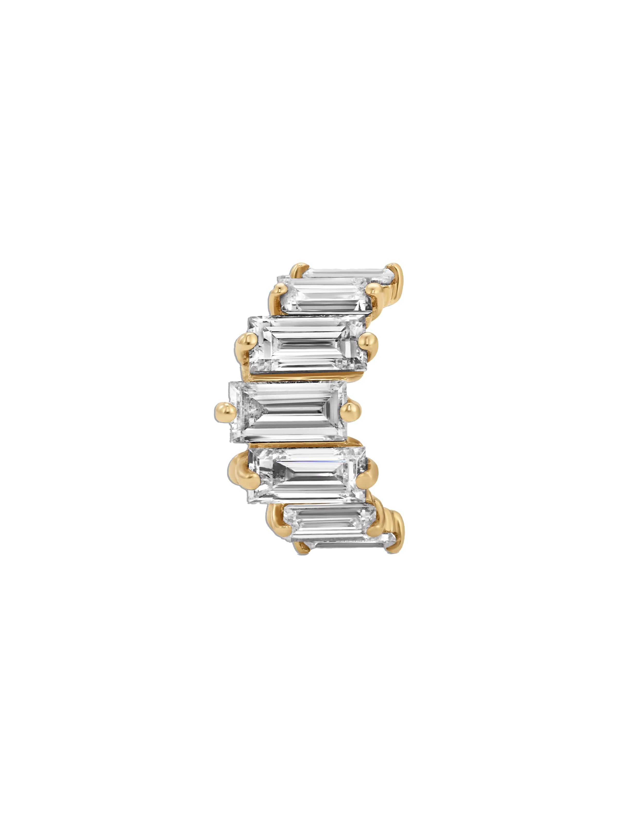 Diamond Baguette Tiara Yellow Gold Big Bead