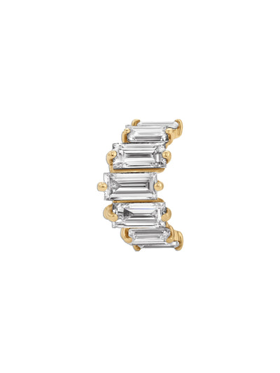 Diamond Baguette Tiara Yellow Gold Big Bead