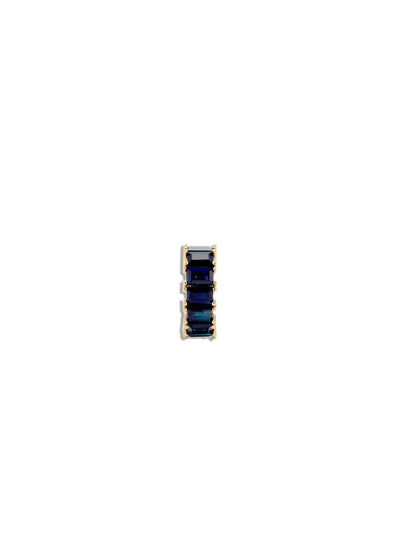 Blue Sapphire Baguette Yellow Gold Big Bead