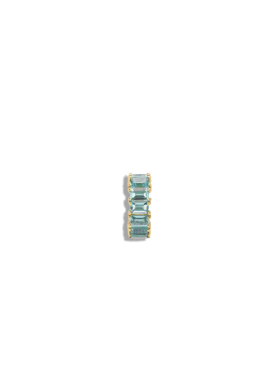 Blue Topaz Baguette Yellow Gold Big Bead