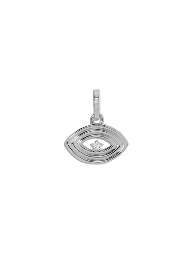 Groovy Diamond Evil Eye Sterling Silver Hinged Charm