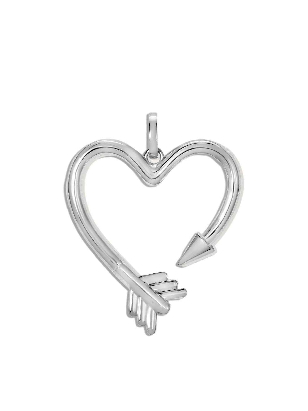 Arrow Heart Hinged Silver Charm
