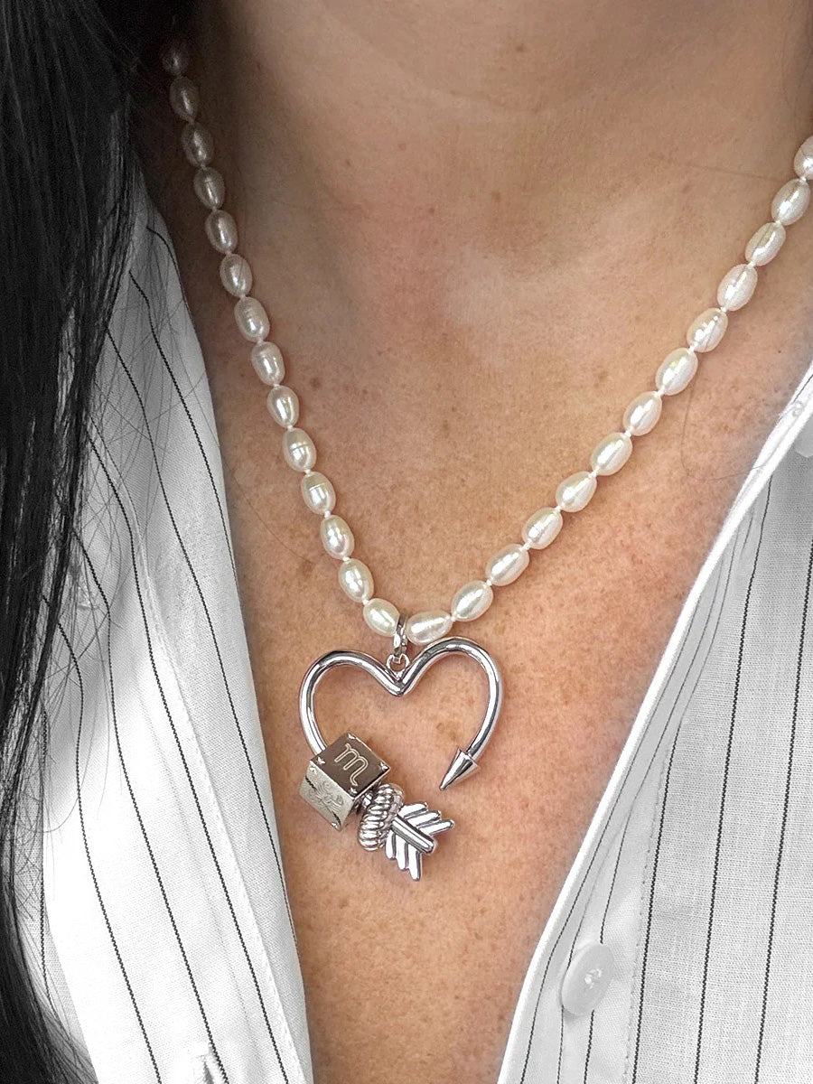Arrow Heart Hinged Silver Charm