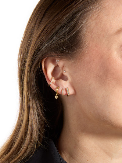 Mosaic Diamond Yellow Gold Hoop Earrings