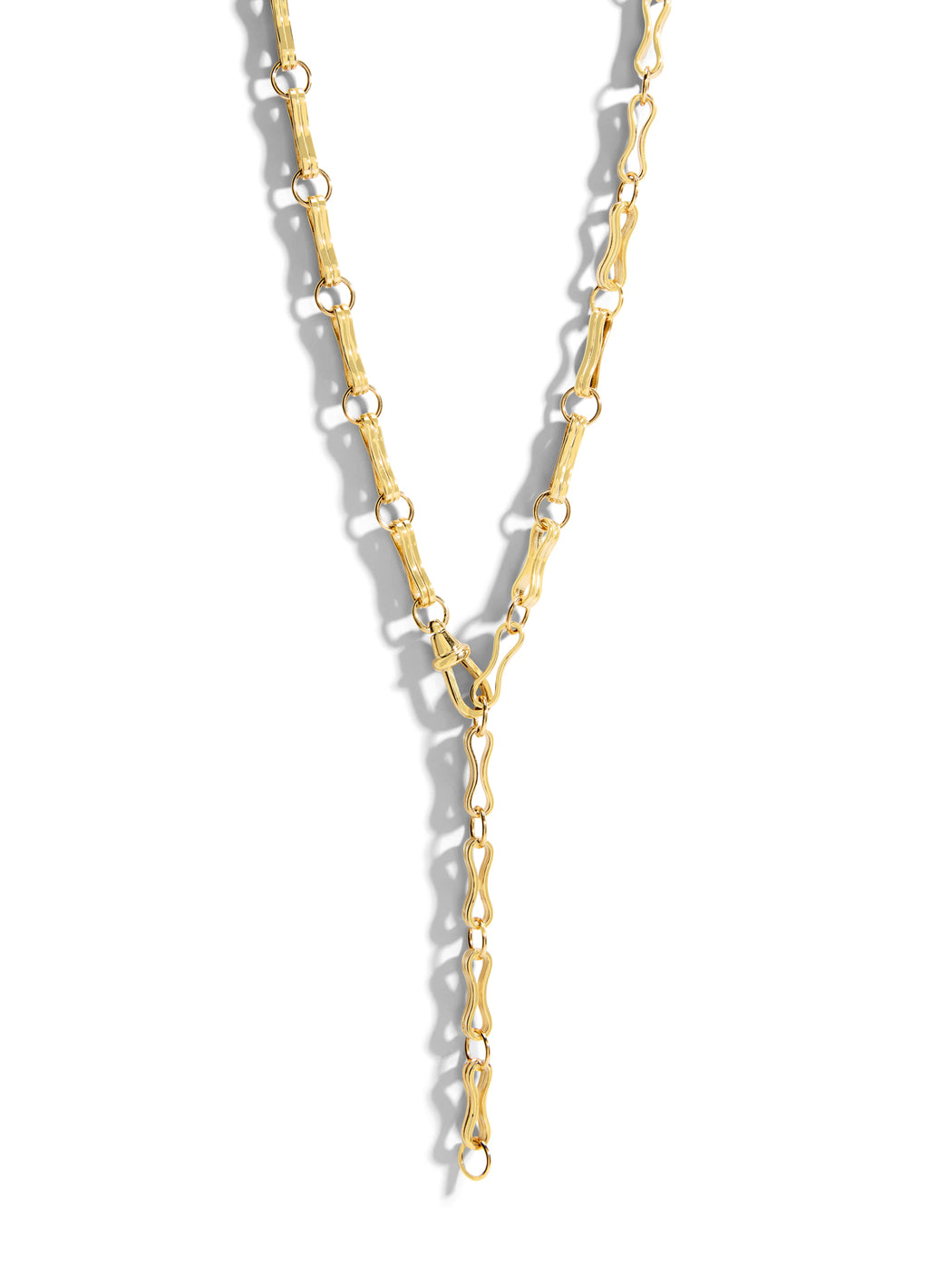Large Motif Double Link Yellow Gold Chain Necklace