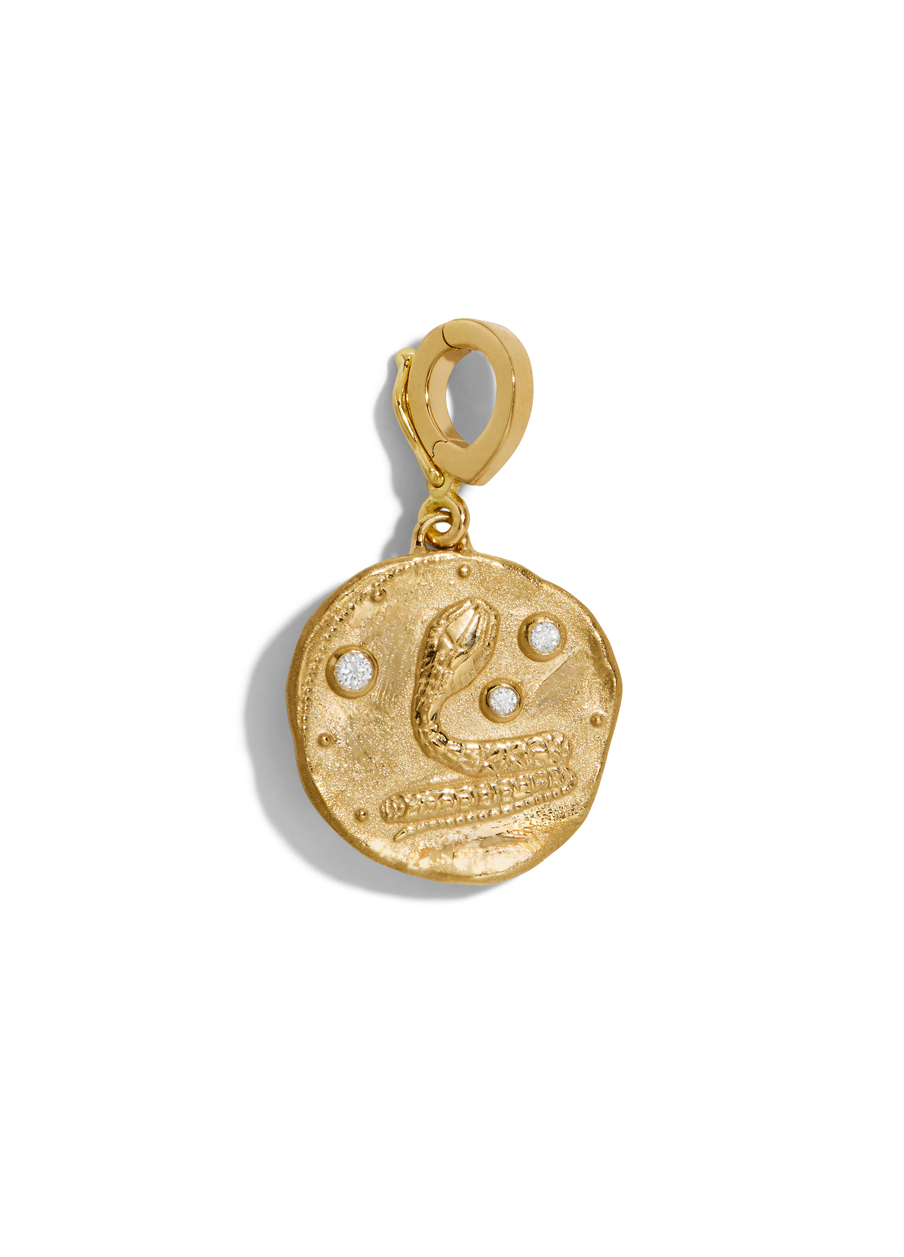 Renewal Serpent Small Coin Yellow Gold Charm